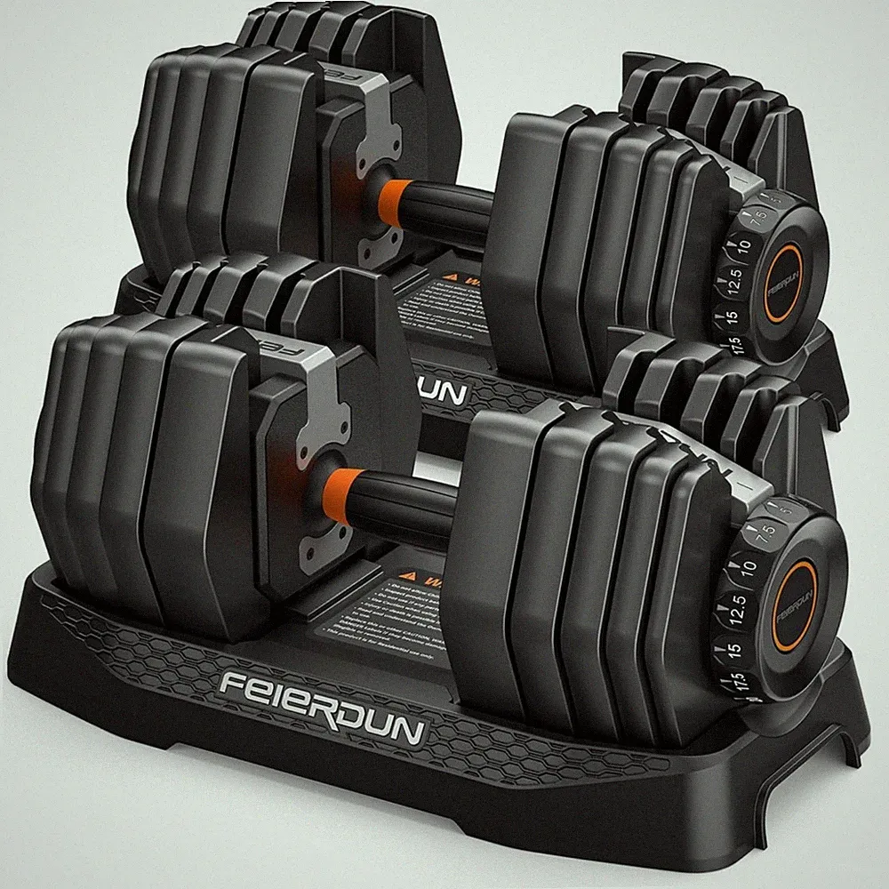 15 in 1 Smart-Click-Technologie Hantelset Kurzhanteln,2x24kg Verstellbare Hantel