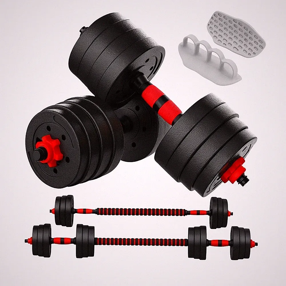 15KG Hantel Langhantel Gewichte Set verstellbar + GRATIS Greifer Home Gym Fitness