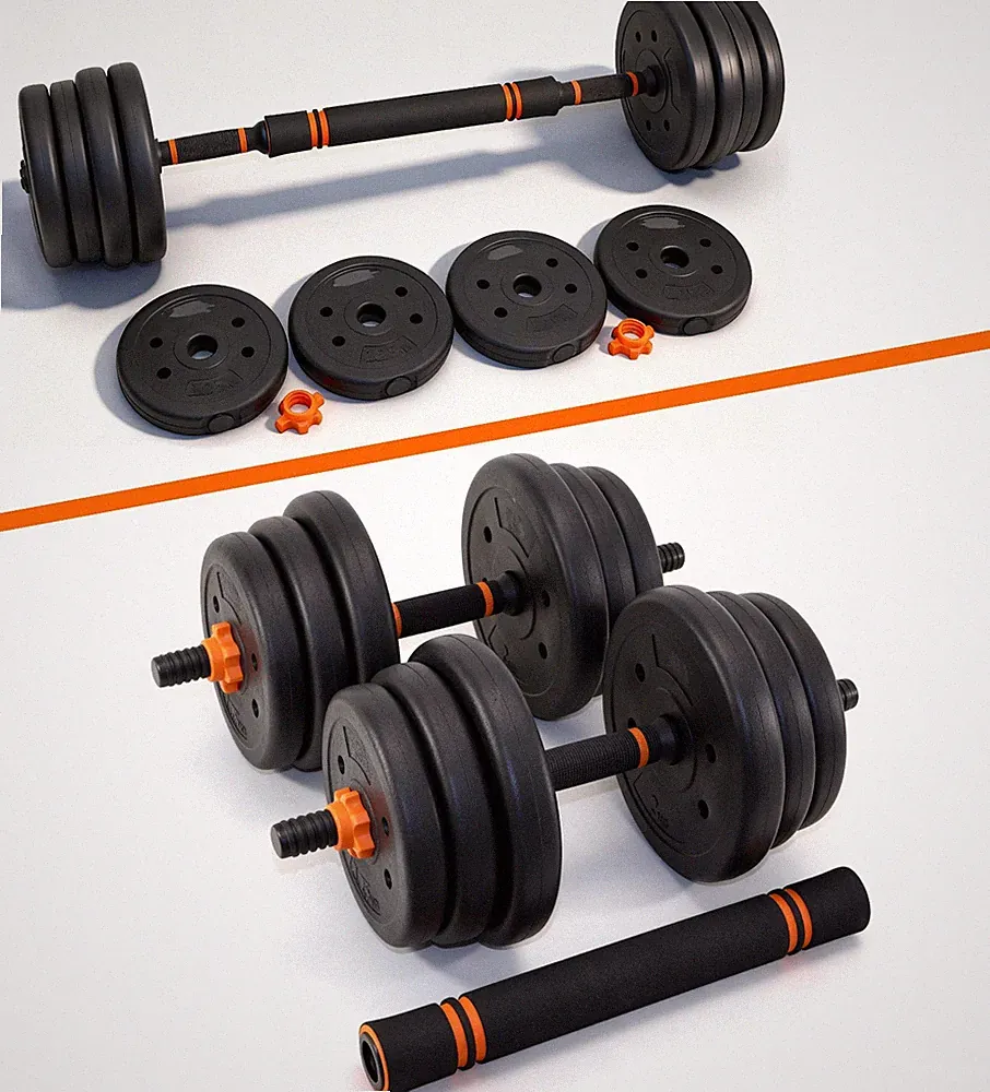 20 kg Hantel-Set verstellbar Kurzhantel Langhantel Verbinder Scheibe Gewinde 25