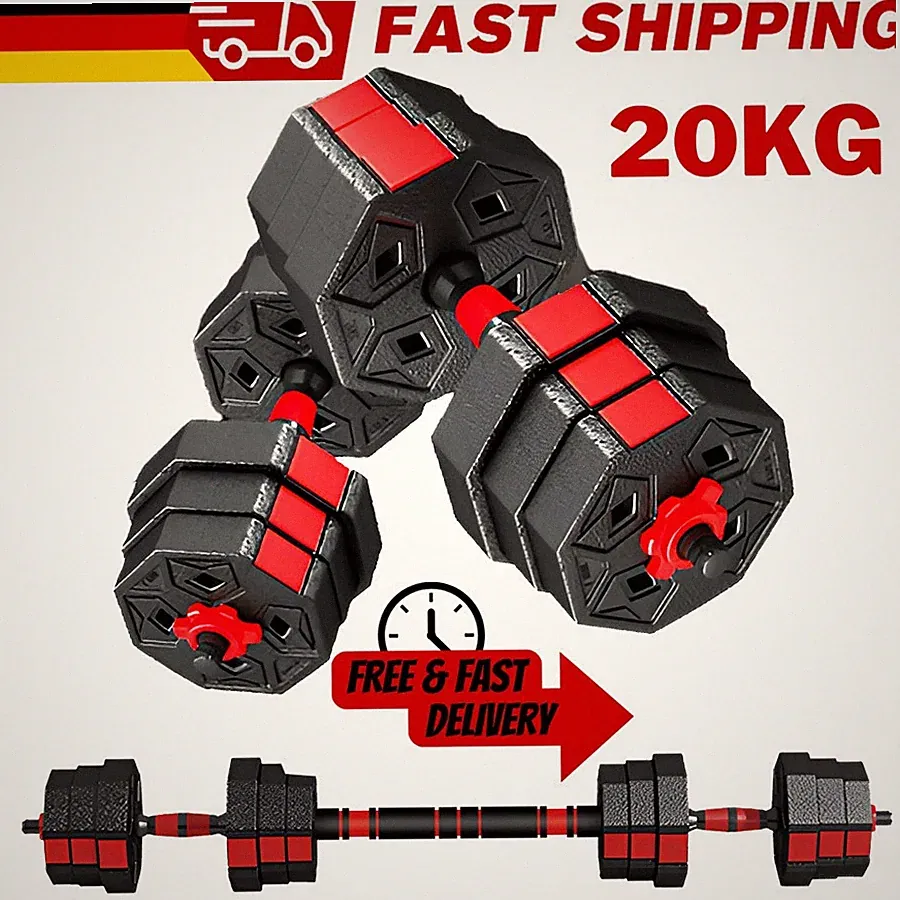 20KG Hantel Set Kurzhantel Langhantel Gewichte Verstellbar Fitness Krafttraining