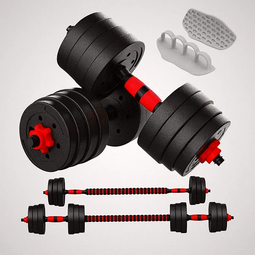 20kg Verstellbares Hantelset Paar & Langhantel für Home Gym + Freihandgreifer