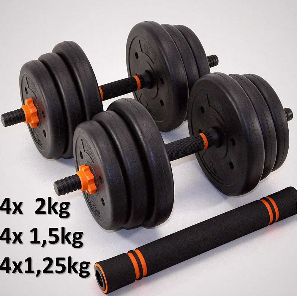 2in1 Hantelset Langhantel + Kurzhantel verstellbar 20 KG Gewinde 25