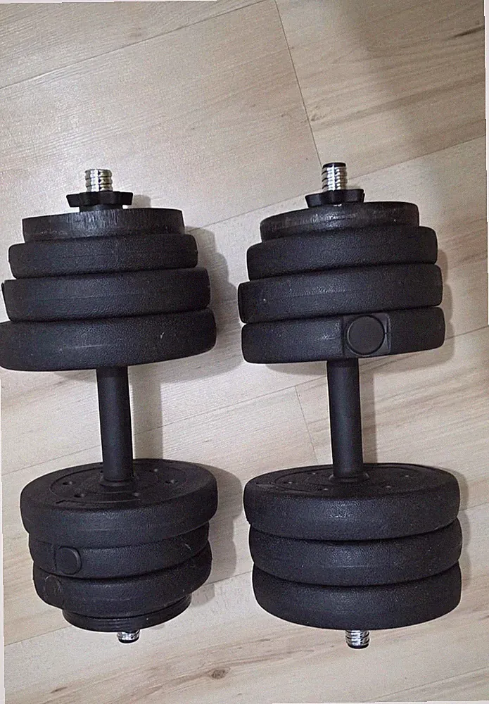 2x verstellbare Kurzhanteln Set 15 kg – bestückbar, Kunststoff/Metall, schwarz