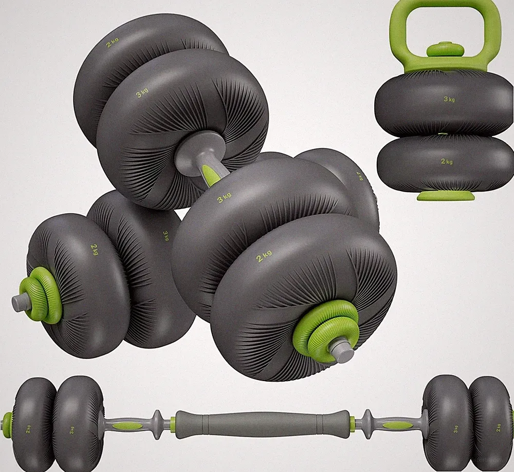 4in1 Hantelset Verstellbare Kurzhanteln Langhanteln Kettlebells Liegestützgriffe