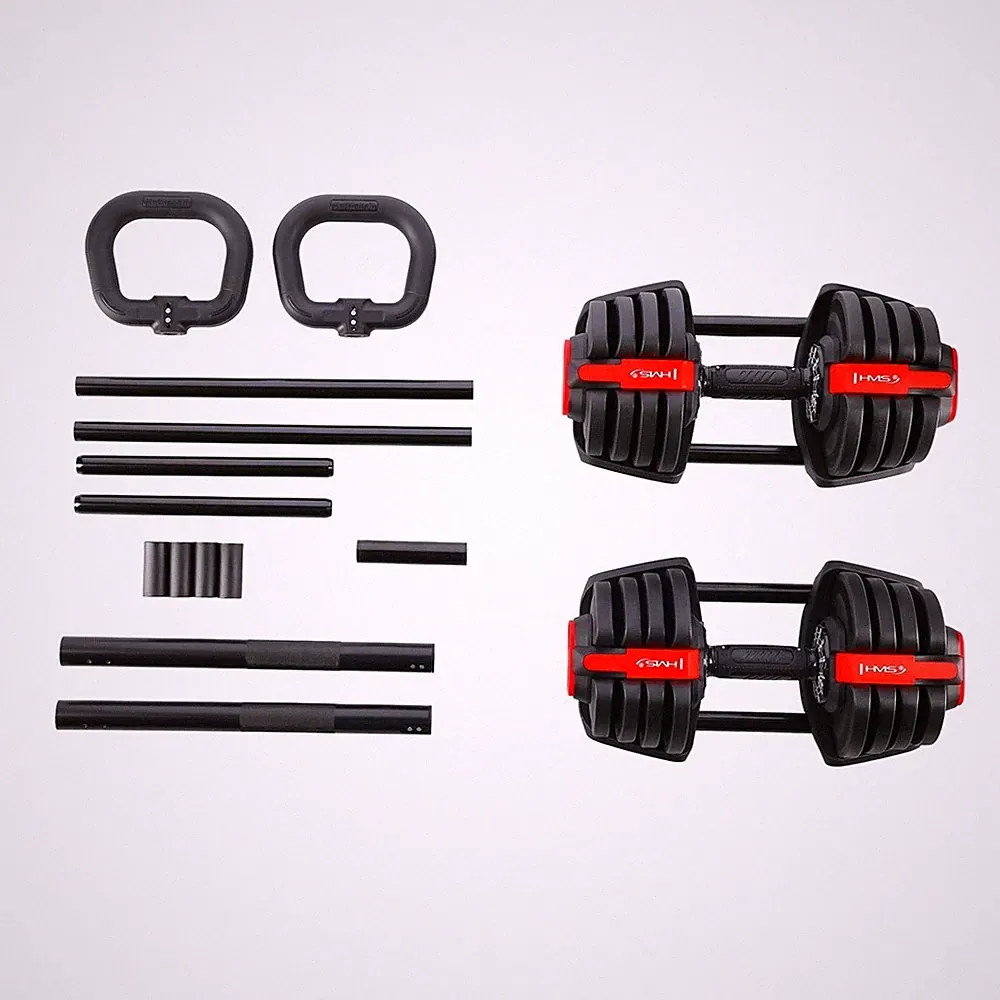 5907695553574 HMS SGR18 PRO SET 3-in-1 41kg verstellbares Langhantelset HMS