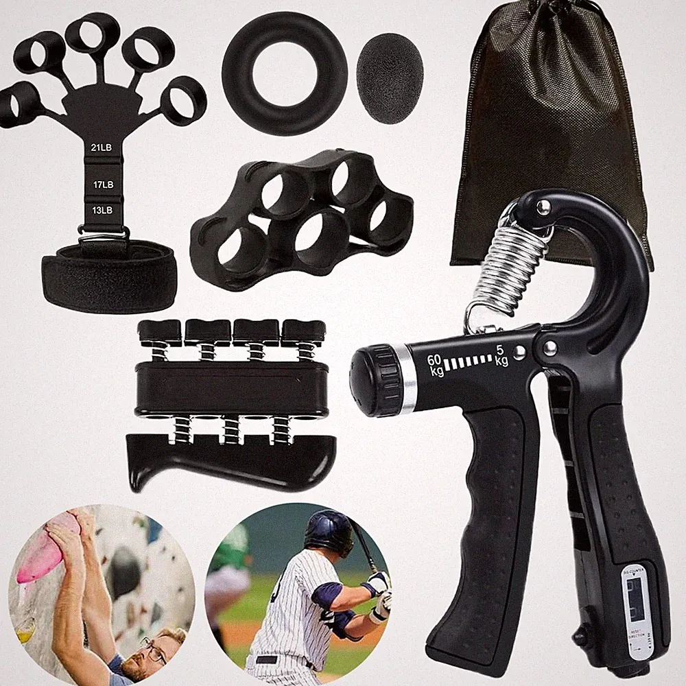 6 tlg Fingerhantel Unterarmtrainer verstellbar Fingertrainer set Hand Griffkraft