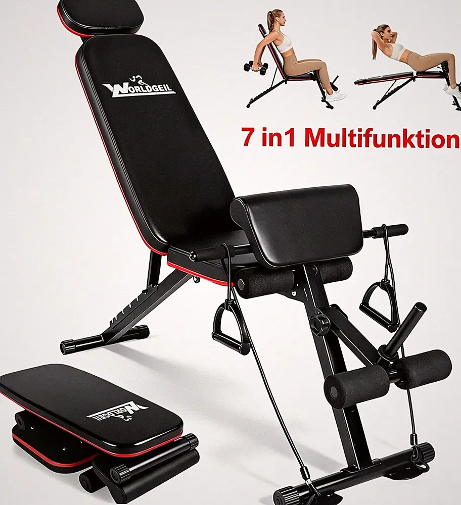 7 in1 Multifunktion Hantelbank Beinfixierung Schrägbank Trainingsbank klappbar