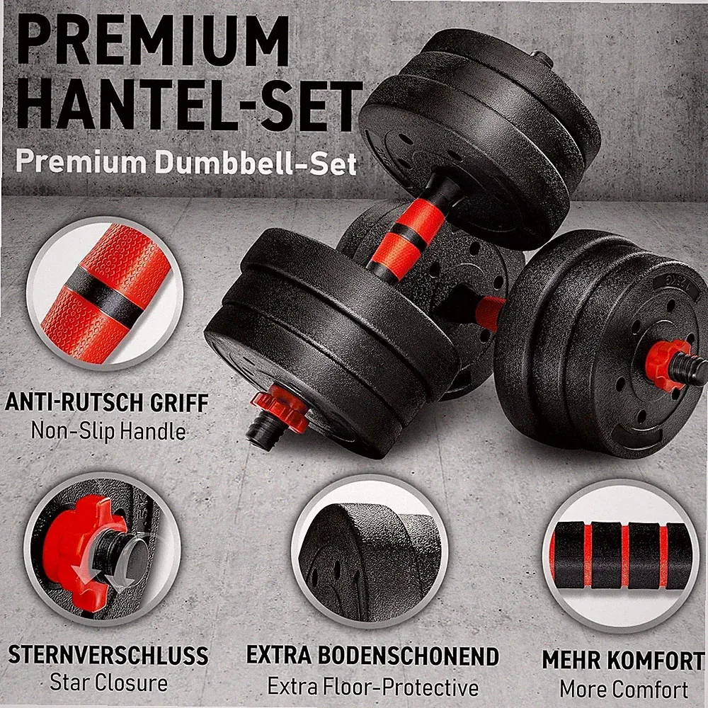 Anker Verstellbare Hanteln Set 10kg 20kg 30kg - 2 in 1 Langhantel & Freigewicht...