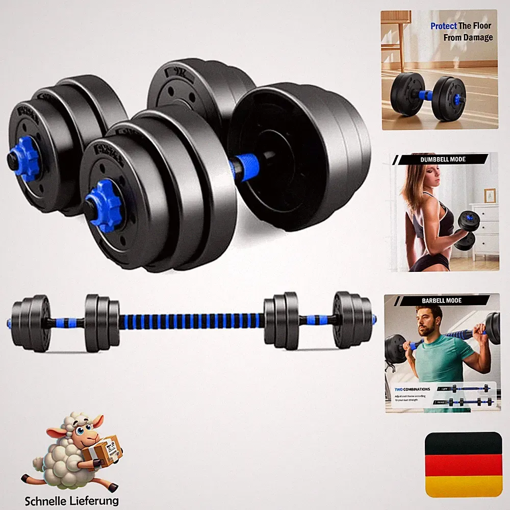 Bcbig verstellbare Hanteln 2er Set 10/15kg Kurzhanteln mit Gewichten, Langhan...