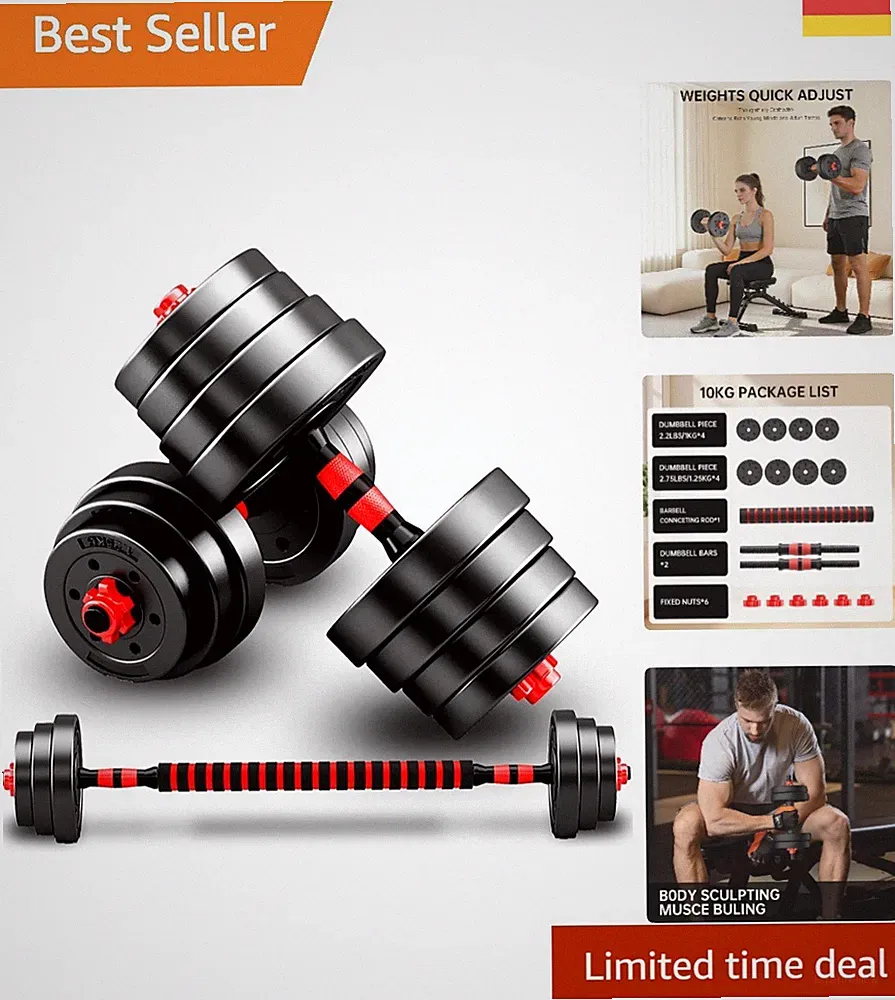 Bcbig Verstellbare Kurzhanteln 10/15KG – Ideal für Zuhause und Fitnessstudio