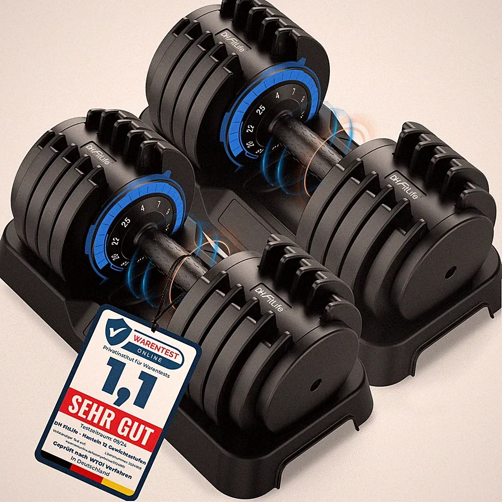 DH FitLife verstellbare Kurzhanteln 25kg – 10 Gewichts­stufen in 1