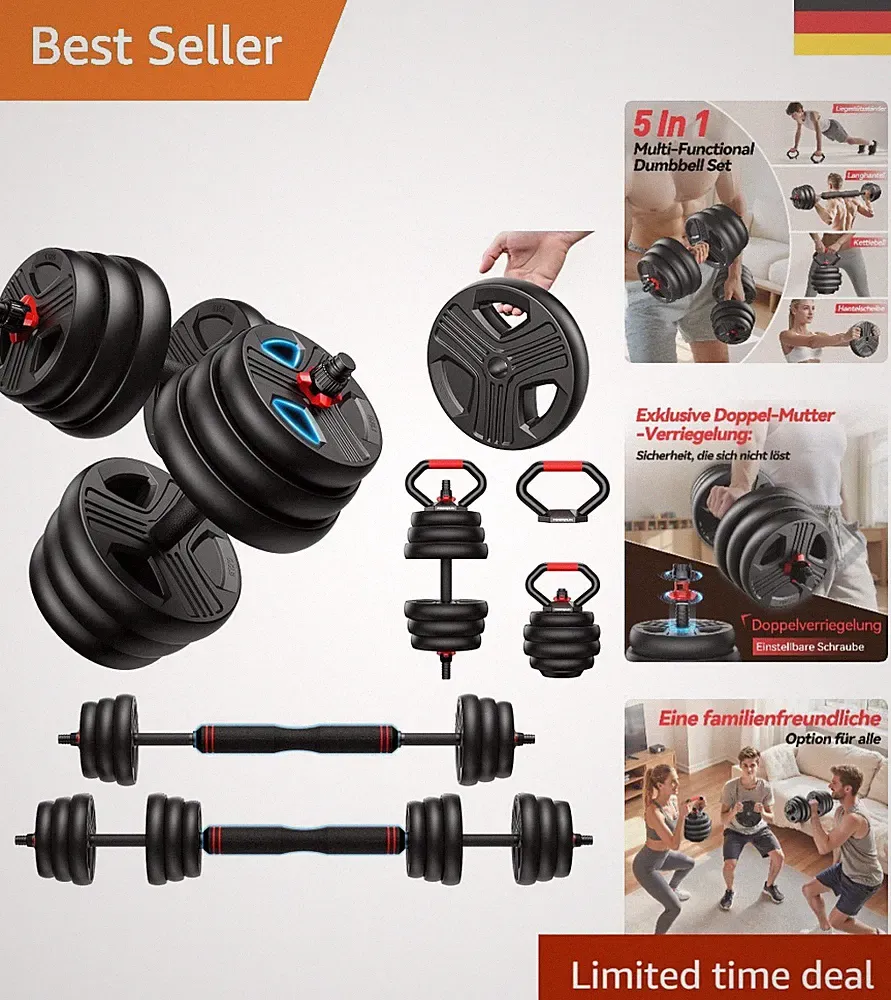 Feierdun 5-in-1 Verstellbares Dumbbell Set 10-40kg – Flexibles Krafttraining