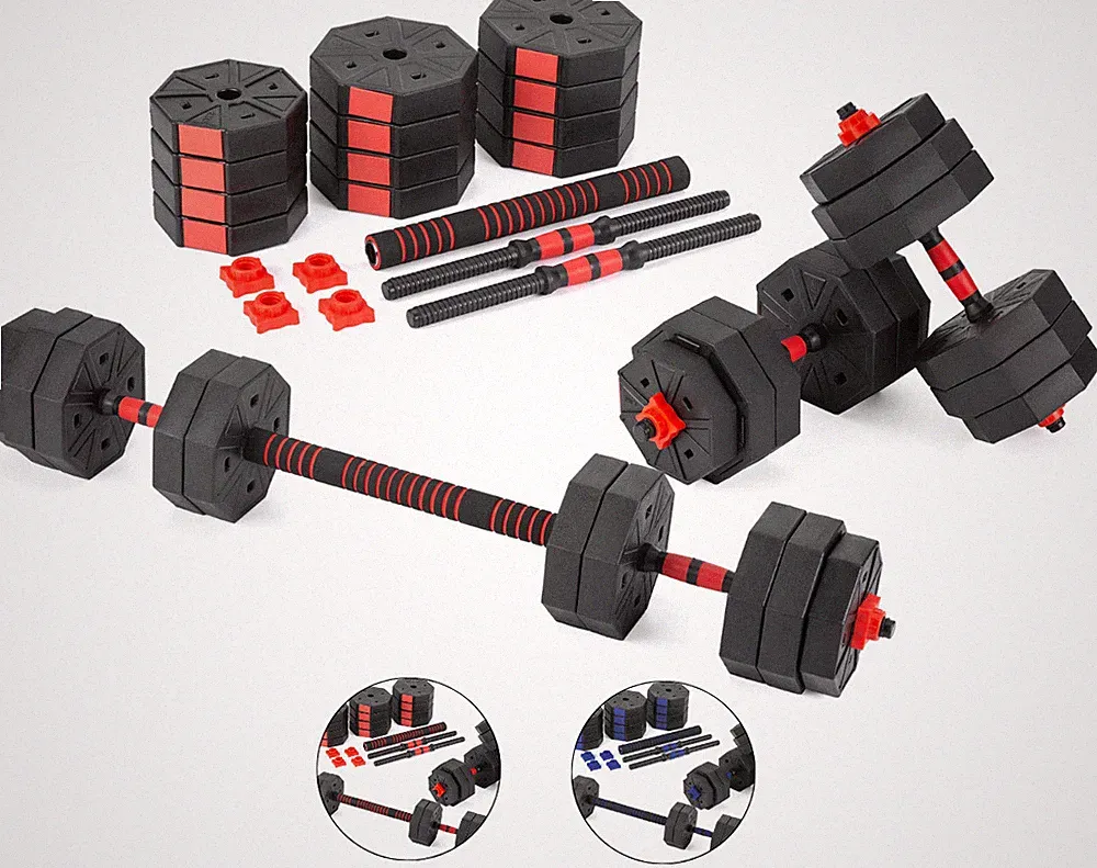 Gymtek® Hanteln Set Kurzhanteln und Langhantel 2 x 15kg Hanteln Verstellbar 30kg