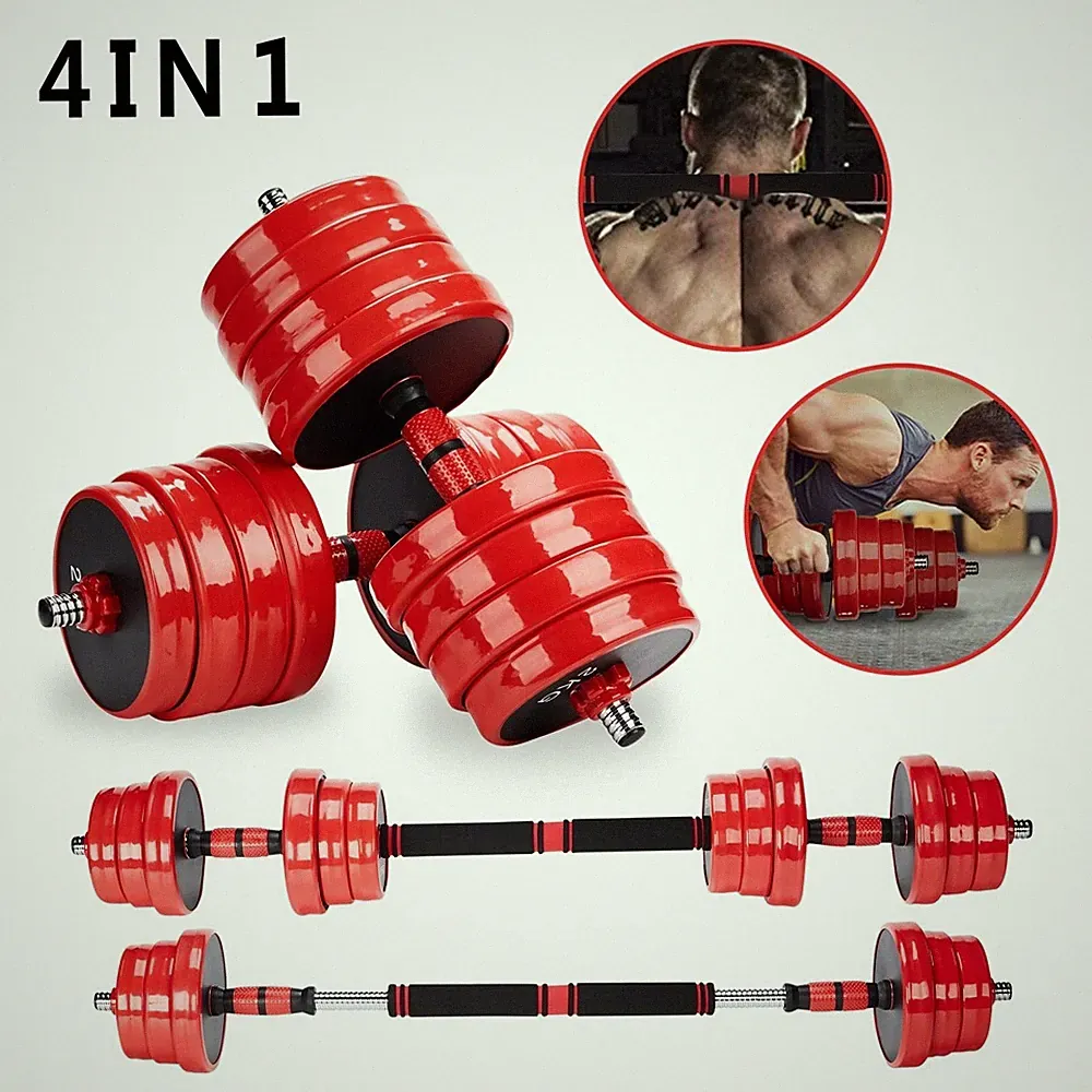 Hantel 4in1 Set Hantelset Kurzhantel Langhante Verstellbar Gewichte 20 30 40 KG