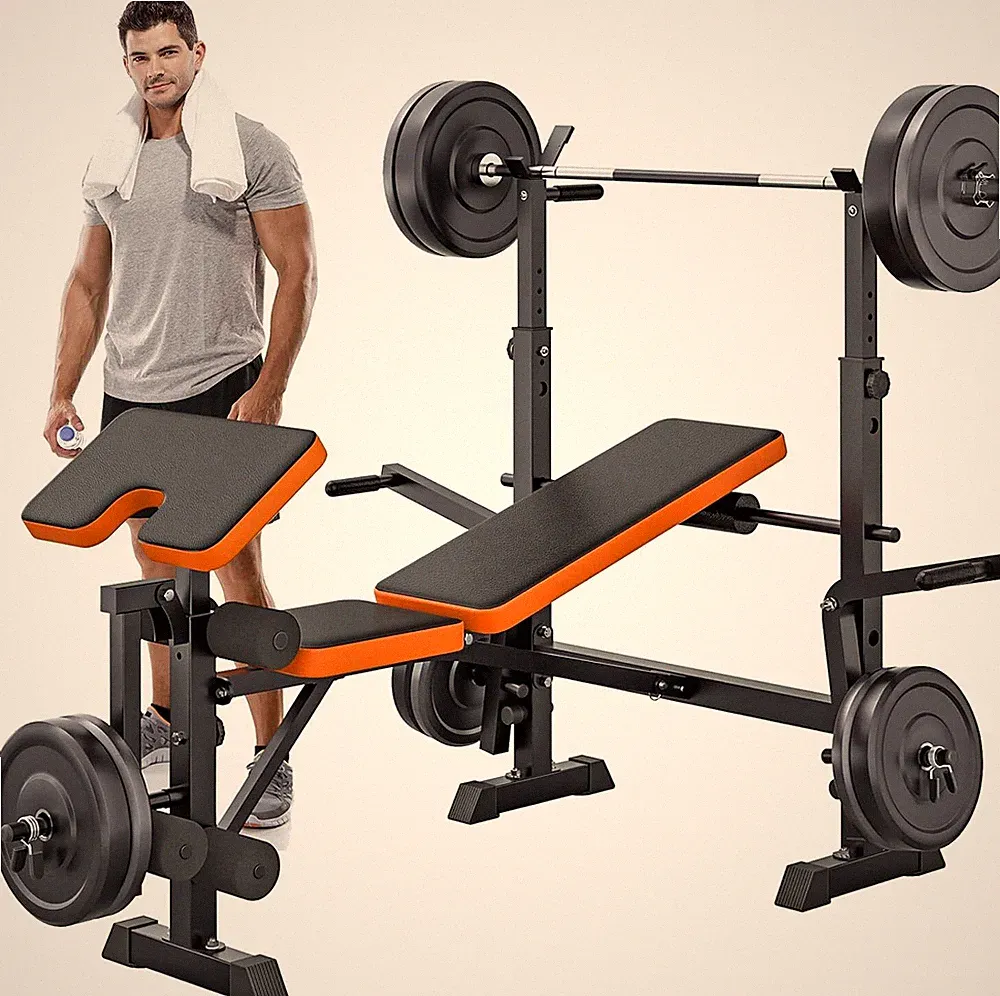 Hantelbank Kraftstation Trainingsbank Klappbar Verstellbar Bankdrücken Set NEU