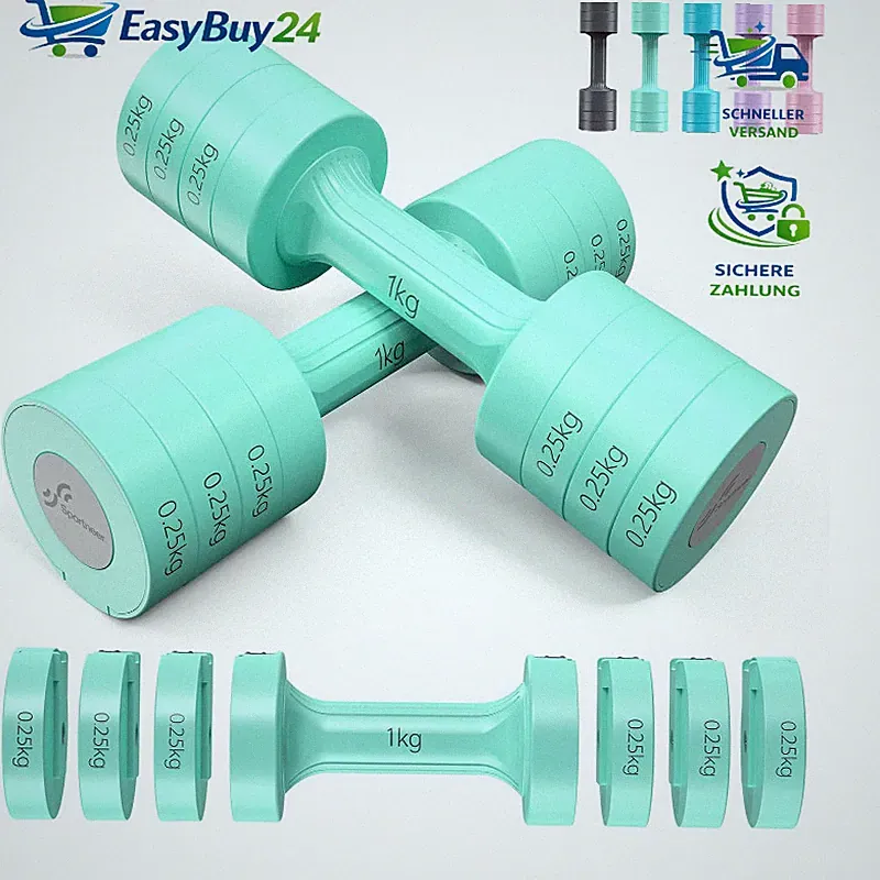 Hanteln Set Verstellbar 1-2,5 kg 4-in-1 Kurzhanteln für Home Gym Fitness