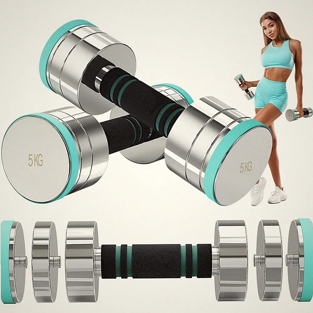 Hanteln Set Verstellbar 2x5kg Stahl Kurzhanteln Fitness Krafttraining