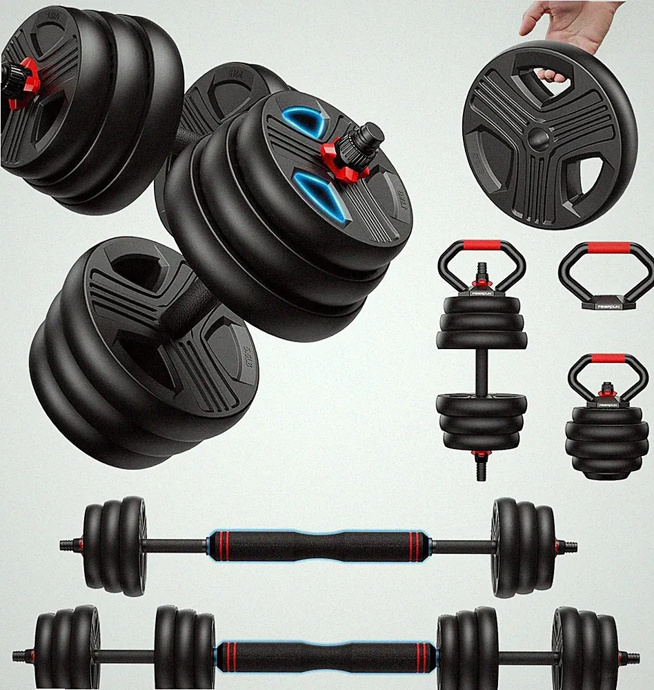 Hanteln Verstellbar 10kg-40kg 5-in-1 Set Langhantel Kettlebell für Krafttraining