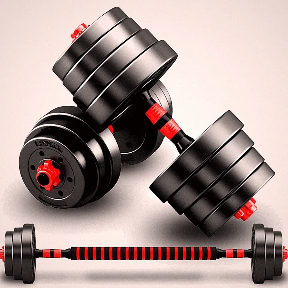 Hanteln Verstellbar Set 10kg rot, Kurzhantel, Langhantel, Fitness