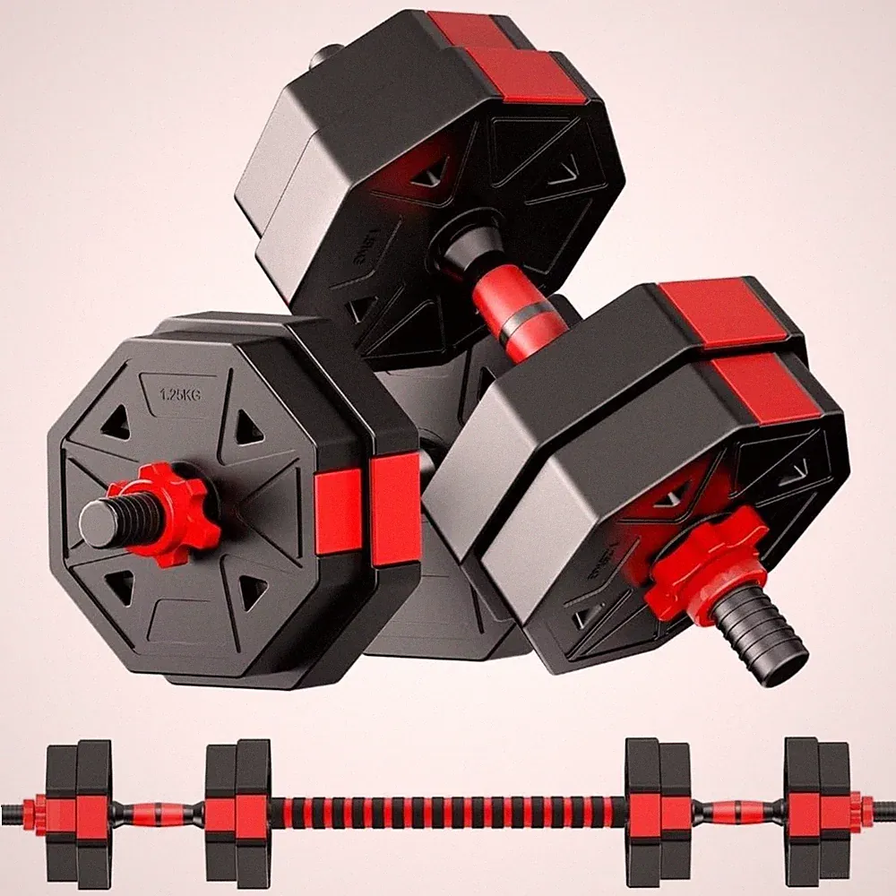 Hantelset 15kg verstellbar Kurzhantel Langhantel Eisen Fitness Kraftsport Hom...