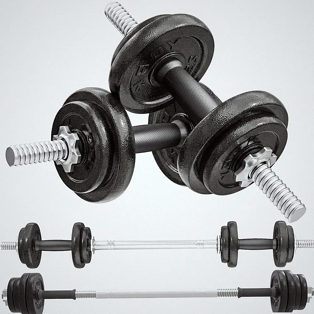 Hantelset 2-in-1 Kurzhantel Set Kurzhanteln Langhanteln verstellbar bis 20 KG