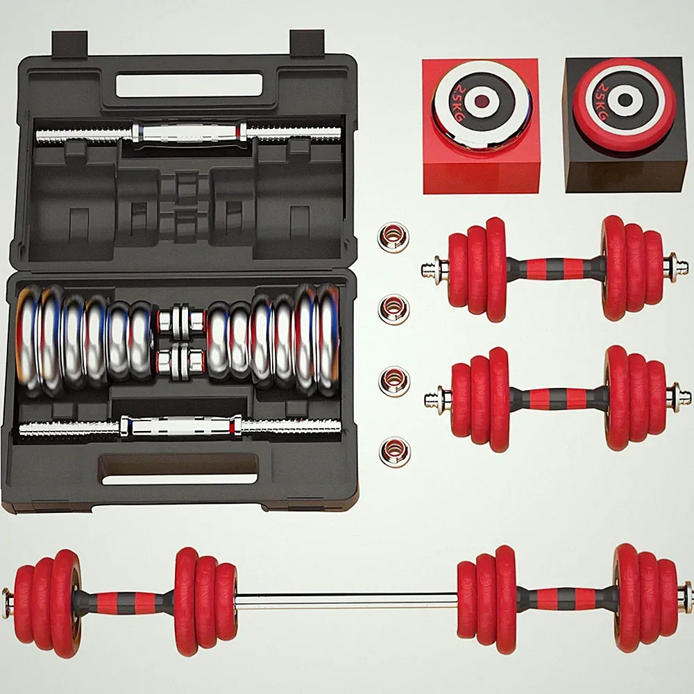 Hantelset 3 in 1, verstellbar, Kurzhantel, Langhantel, Gewicht 20kg, Sicherheit