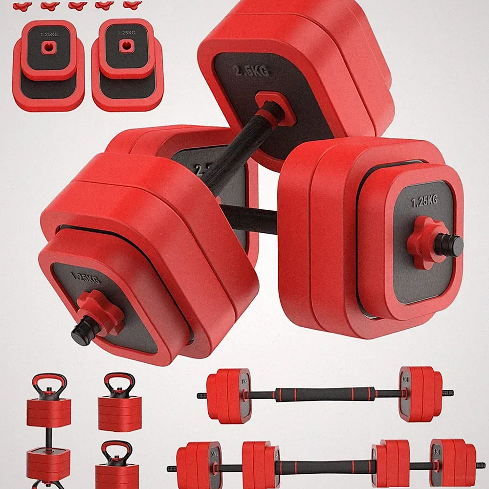 Hantelset 30kg verstellbar 4-in-1 Gym System Kurzhantel Langhantel Kettlebell