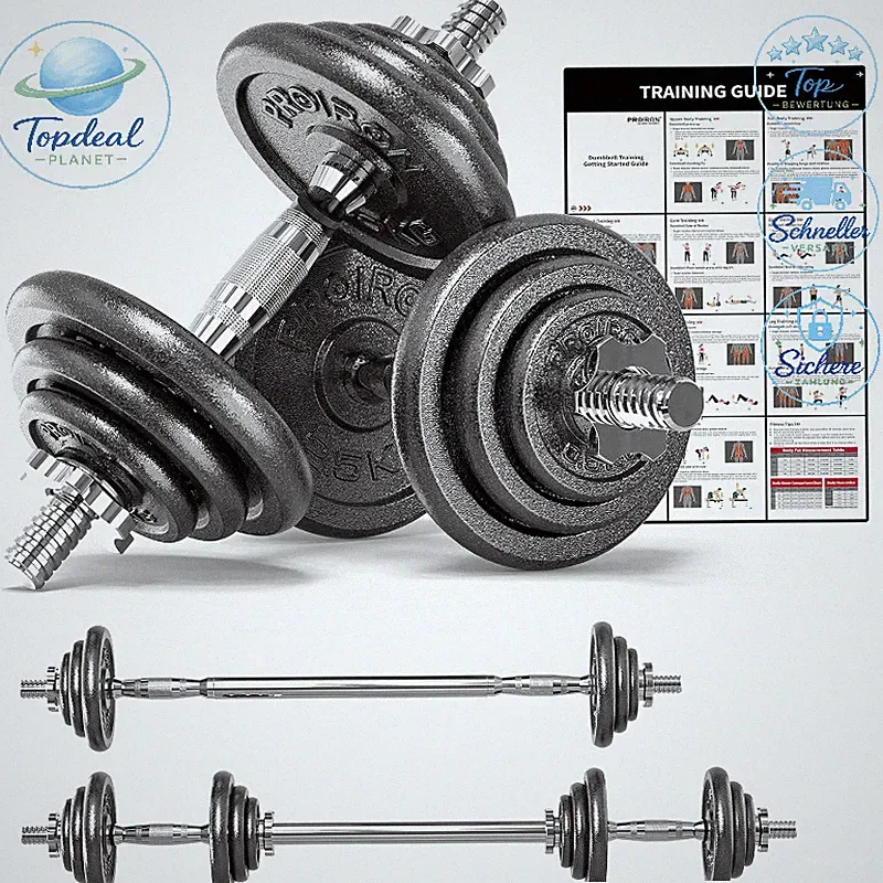 Hantelset Gusseisen 2 in 1 Kurzhanteln Langhantel verstellbar 5-30kg Fitness