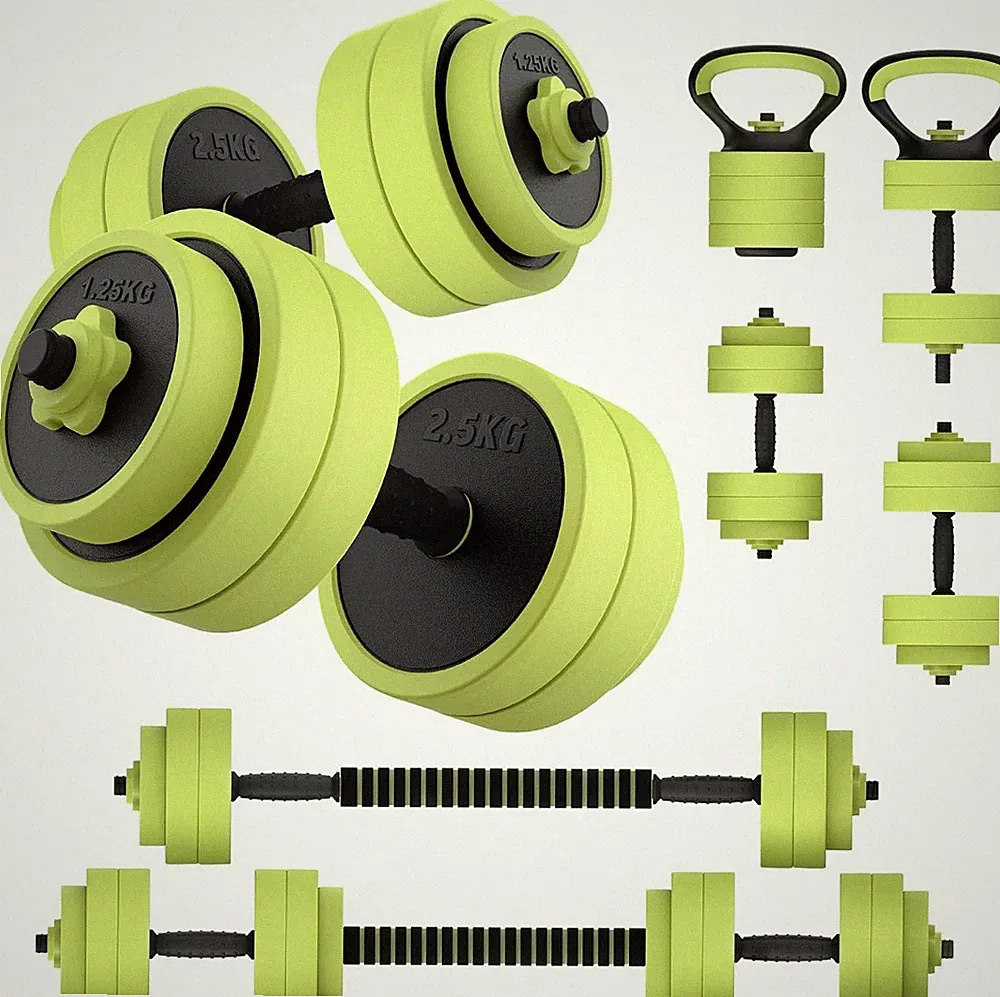 Hantelset Verstellbar 20kg 5 in 1 mit Liegestütze Kettlebell Kurzhantel