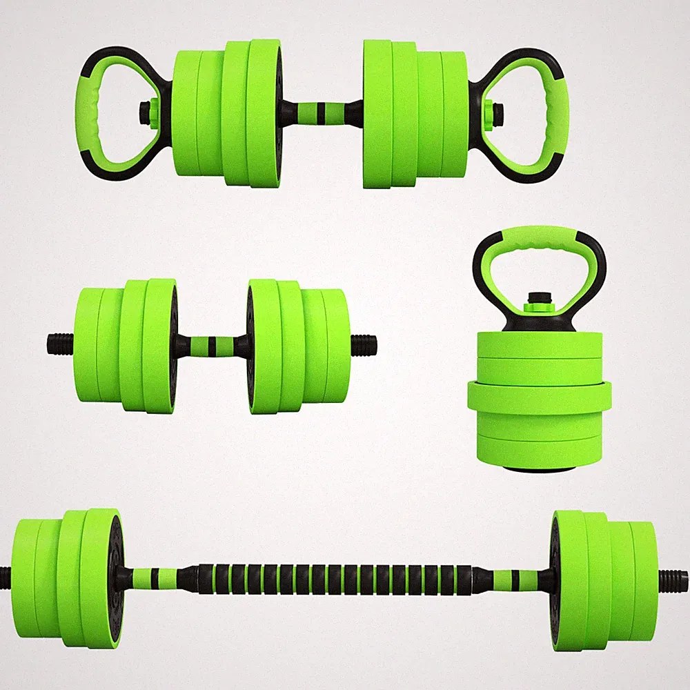 Hantelset verstellbar 30kg - Kurzhantel Langhantel Kettlebell Push-Up grün Home PVC