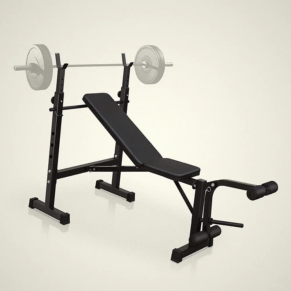 Heimfitness Hantelbank Set mit Verstellbarer Hantelablage, Kompaktes, Faltbares
