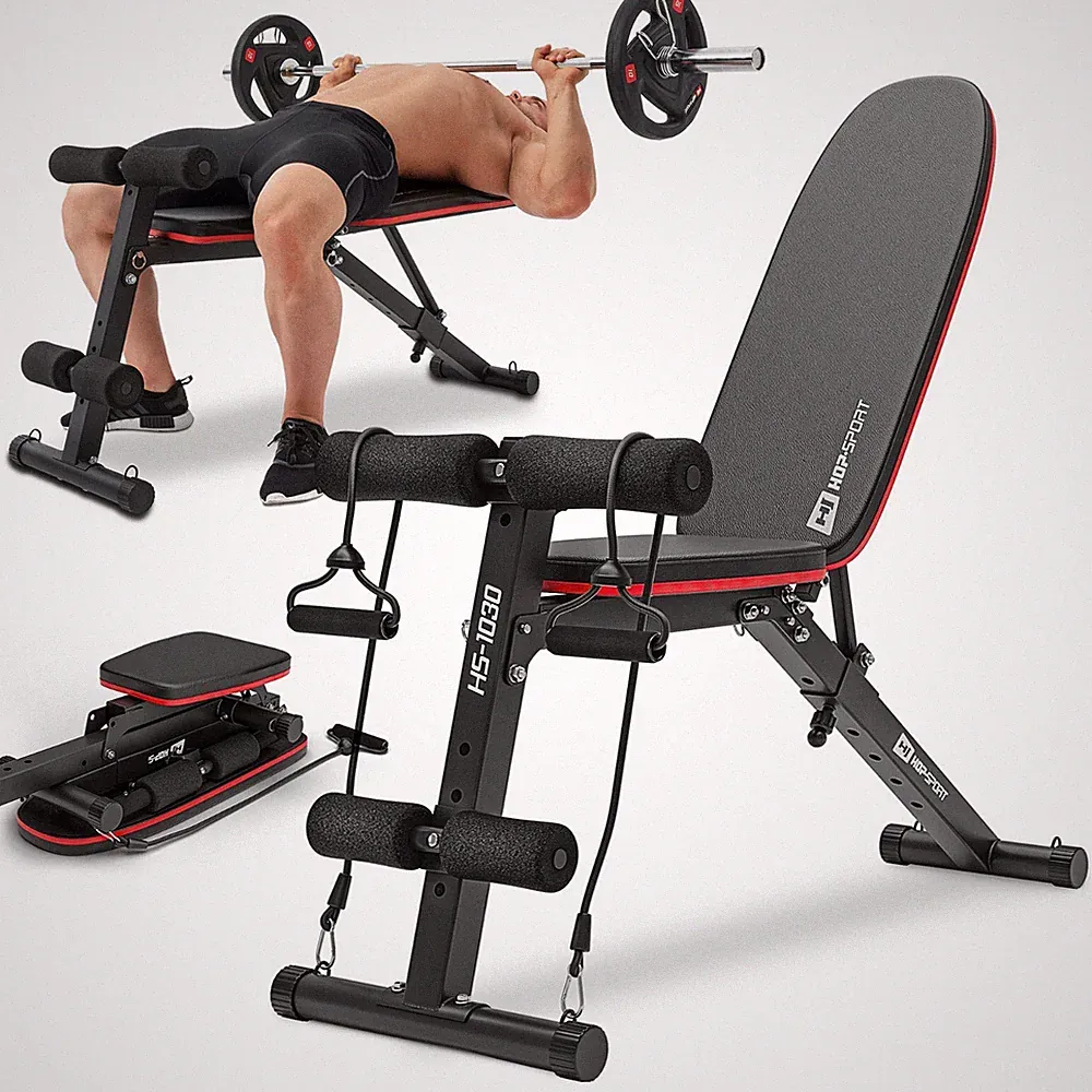 Hop-Sport Hantelbank klappbar HS-1030 Beinfixierung, 6-fach verstellbar, 220 kg