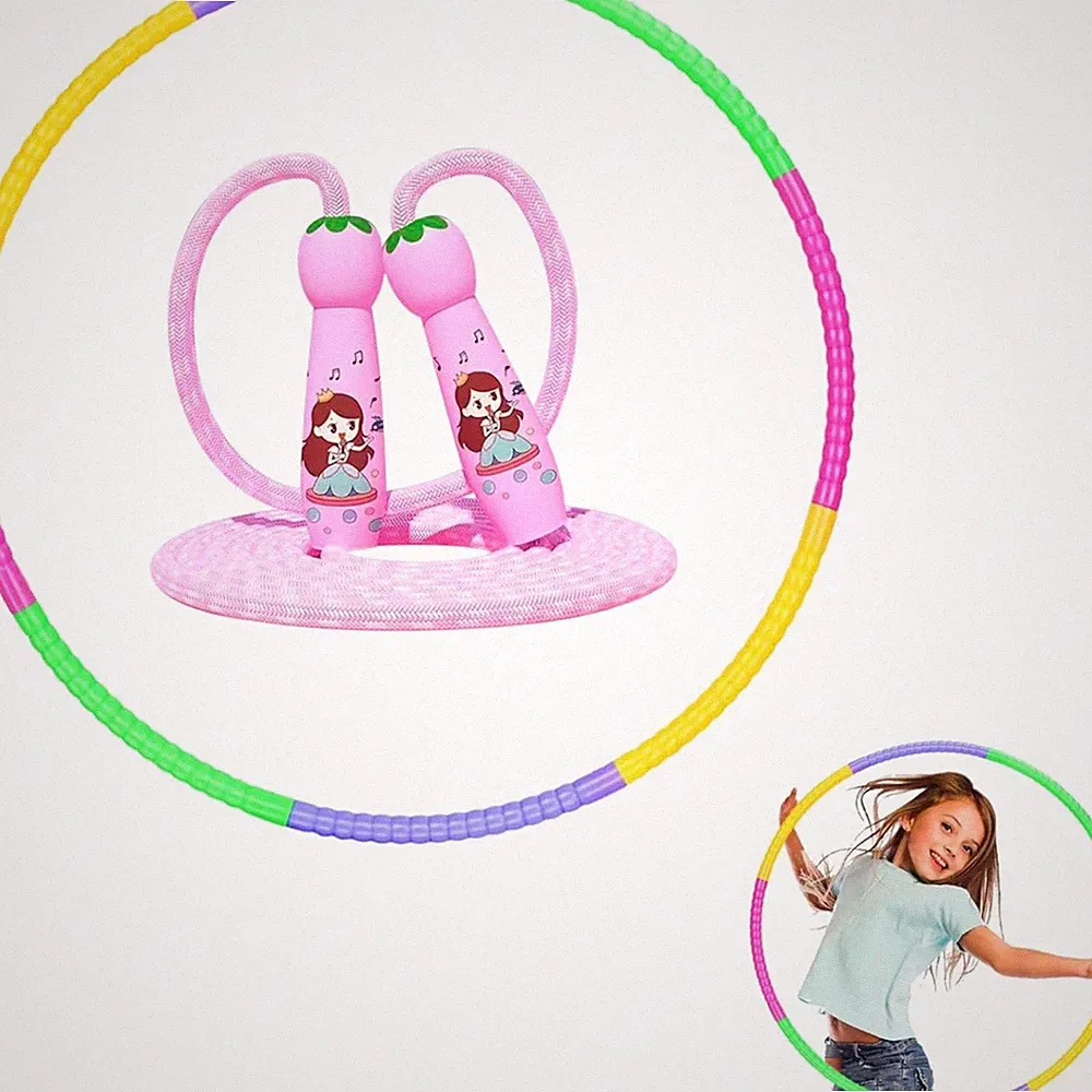 Hula Hoop Reifen Kinder Set 58cm, 100g mit Springseil - Ideal für Kinder 3-12...