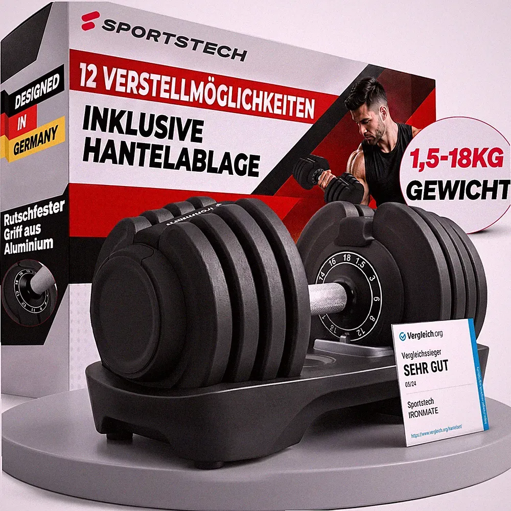 Ironmate - verstellbare Hantel für Zuhause, 1,5 bis 18/24/40 kg