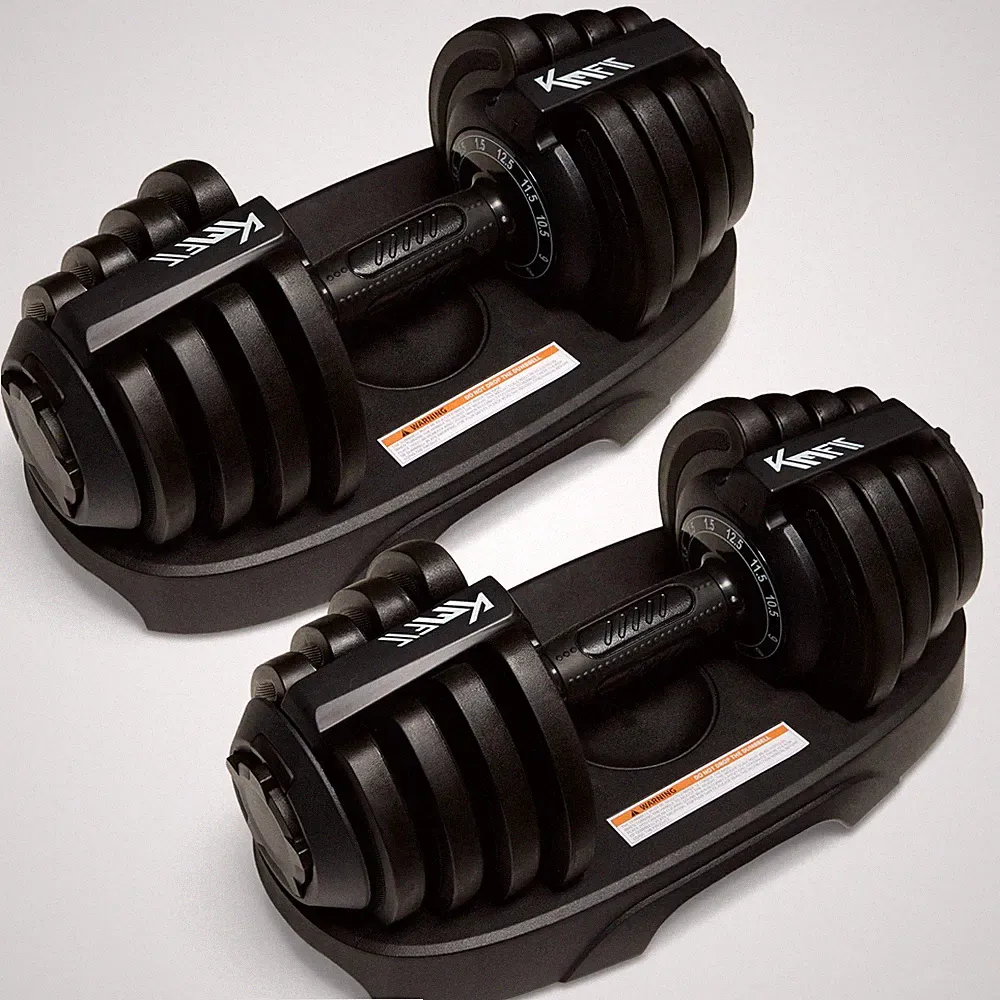 KM-Fit 2x Kurzhantel 1,5 - 12,5 kg verstellbar 11 Stufen Hantel Home Gym Fitness