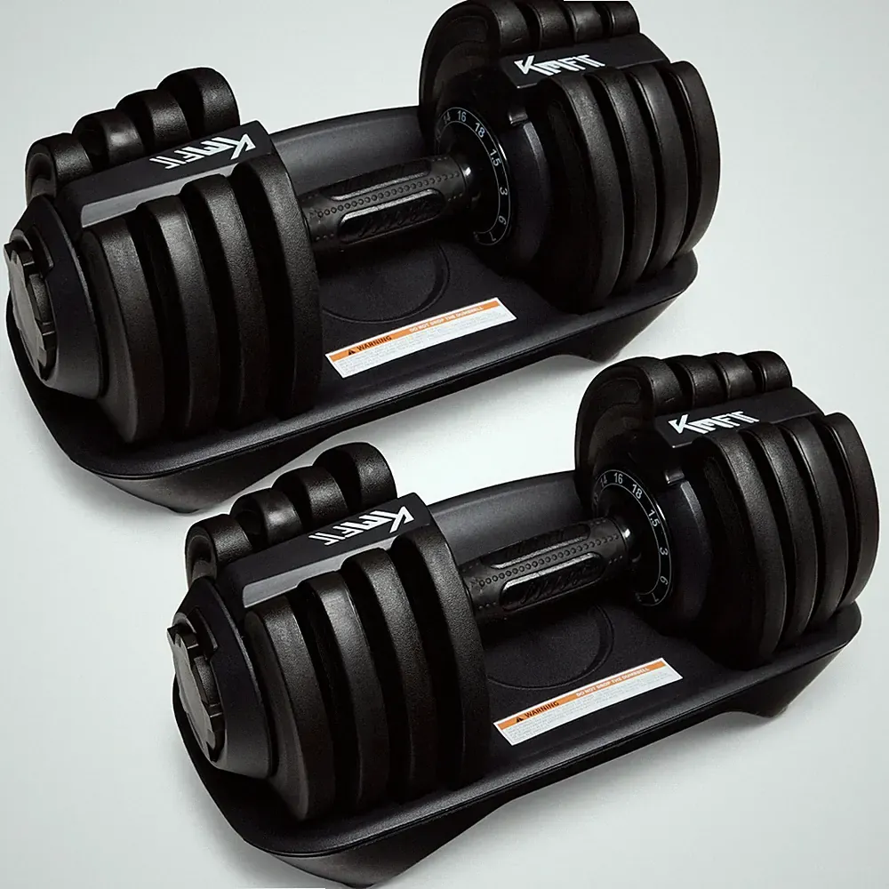 KM-Fit 2x Kurzhantel 2,5 bis 25 kg verstellbar 18 Stufen Hantel Home Gym Fitness
