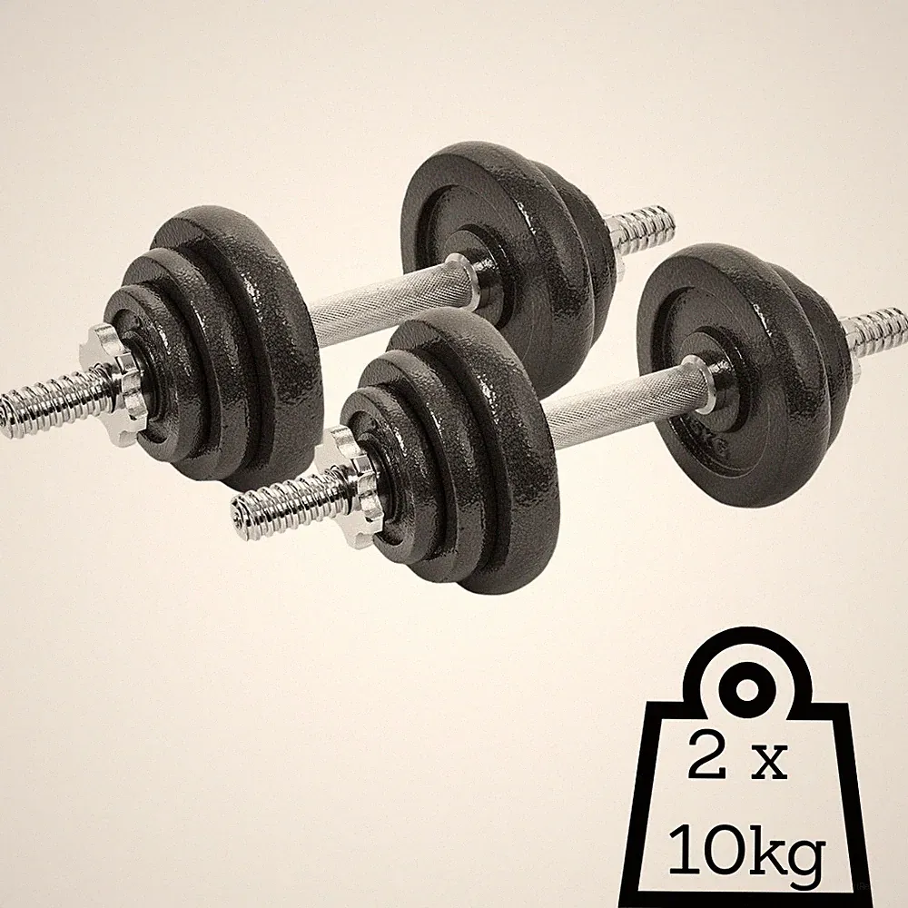 Kurzhantel 2x10 kg Gusseisen Gewichte Hanteln Set mit Sternverschlüssen 20kg
