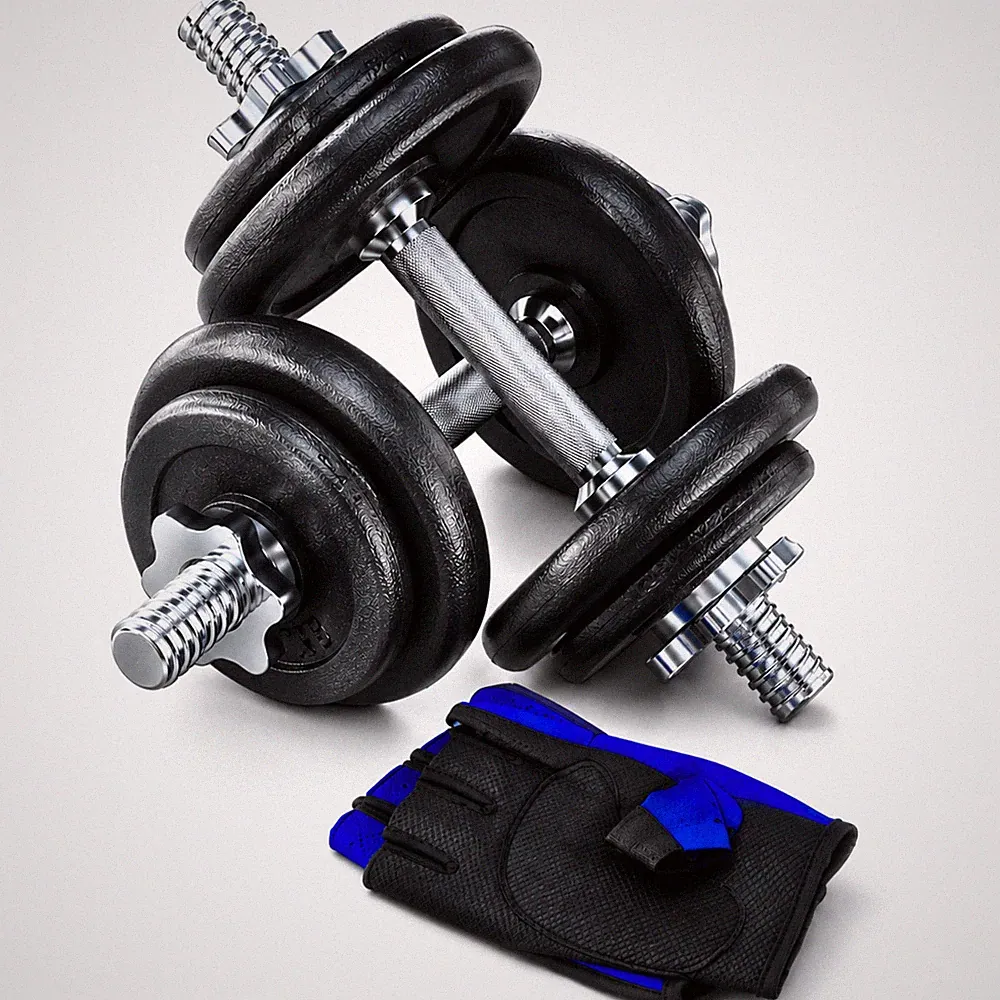 Kurzhantel Set 20kg Gusseisen Hantelset verstellbar inkl Sporthandschuhe Profi