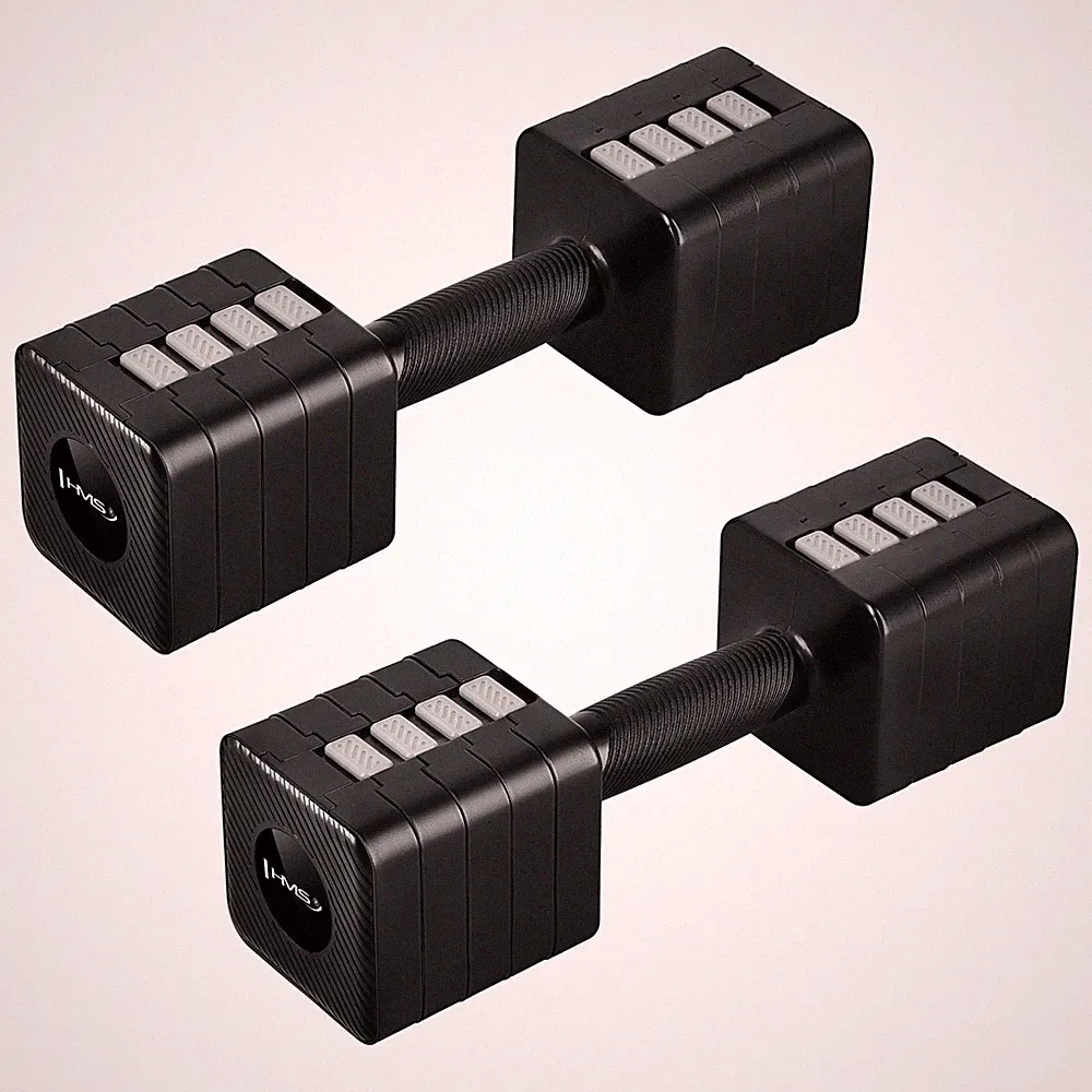 Kurzhantel Set 2x 5 kg VERSTELLBAR Hanteln Gewichte Krafttraining Fitness HMS