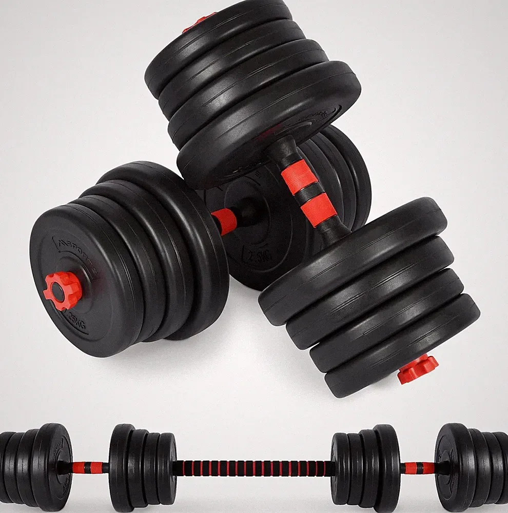 MSPORTS Hantelset Premium 2-in-1 (Kurzhanteln + Langhantel) ? verstellbar 20/30