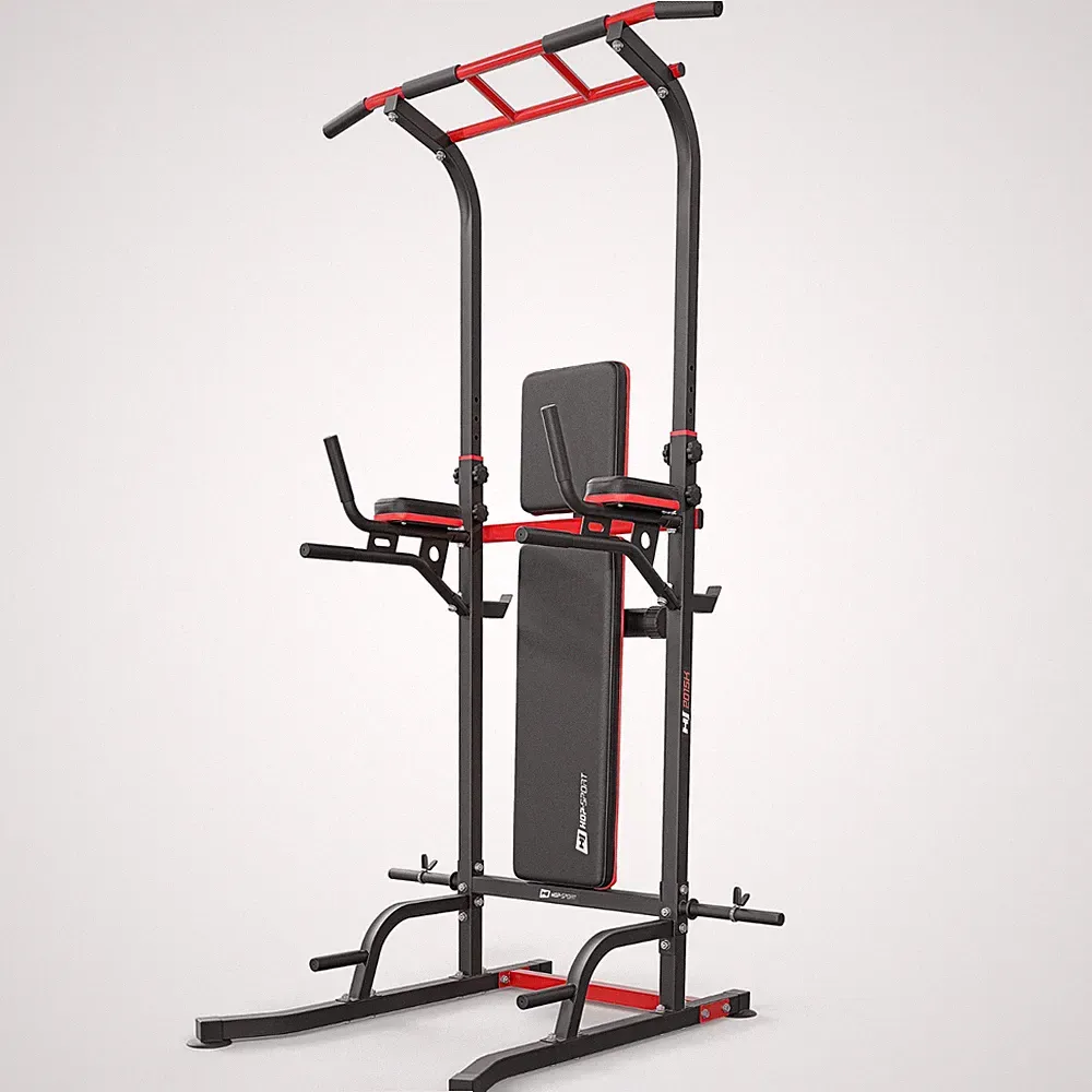 Power Tower mit Klimmzugstange, Hantelbank, Dip-Station Fitnessgerät für Zuhause