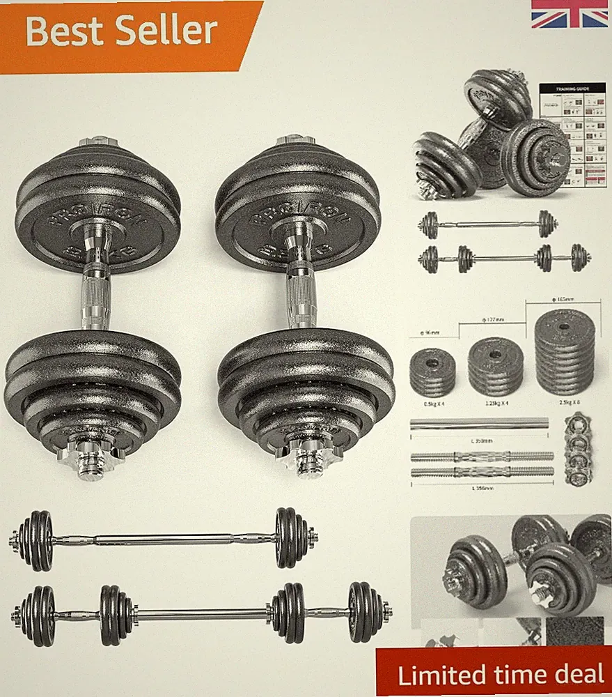 Proiron 30kg verstellbare Hantel Paar - hochwertiges Gusseisen Krafttraining