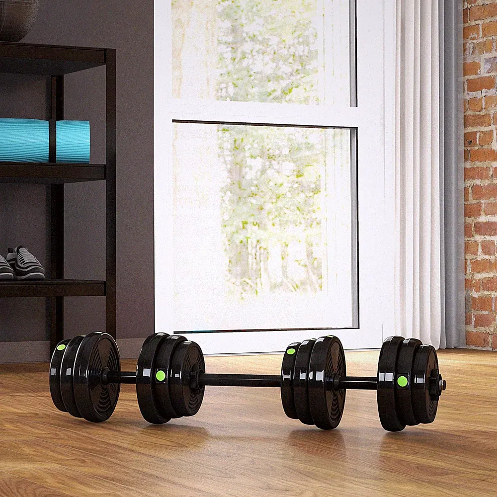 SPORTNOW 2-in-1 Hantel Set, 25 kg verstellbar Dumbbell Set mit 12 Hantelscheiben