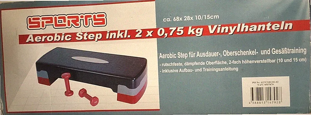 Sports Aerobic Step verstellbar inkl. 2x 0,75kg Vinylhanteln Neu in OVP