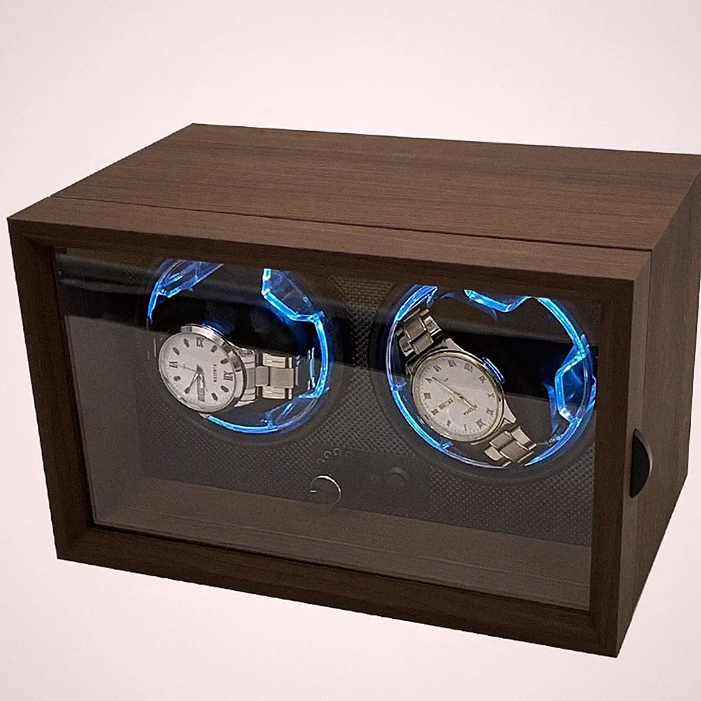Uhrenbeweger mit LED-Beleuchtung transparent Uhrenbox verstellbar für Nachttisch