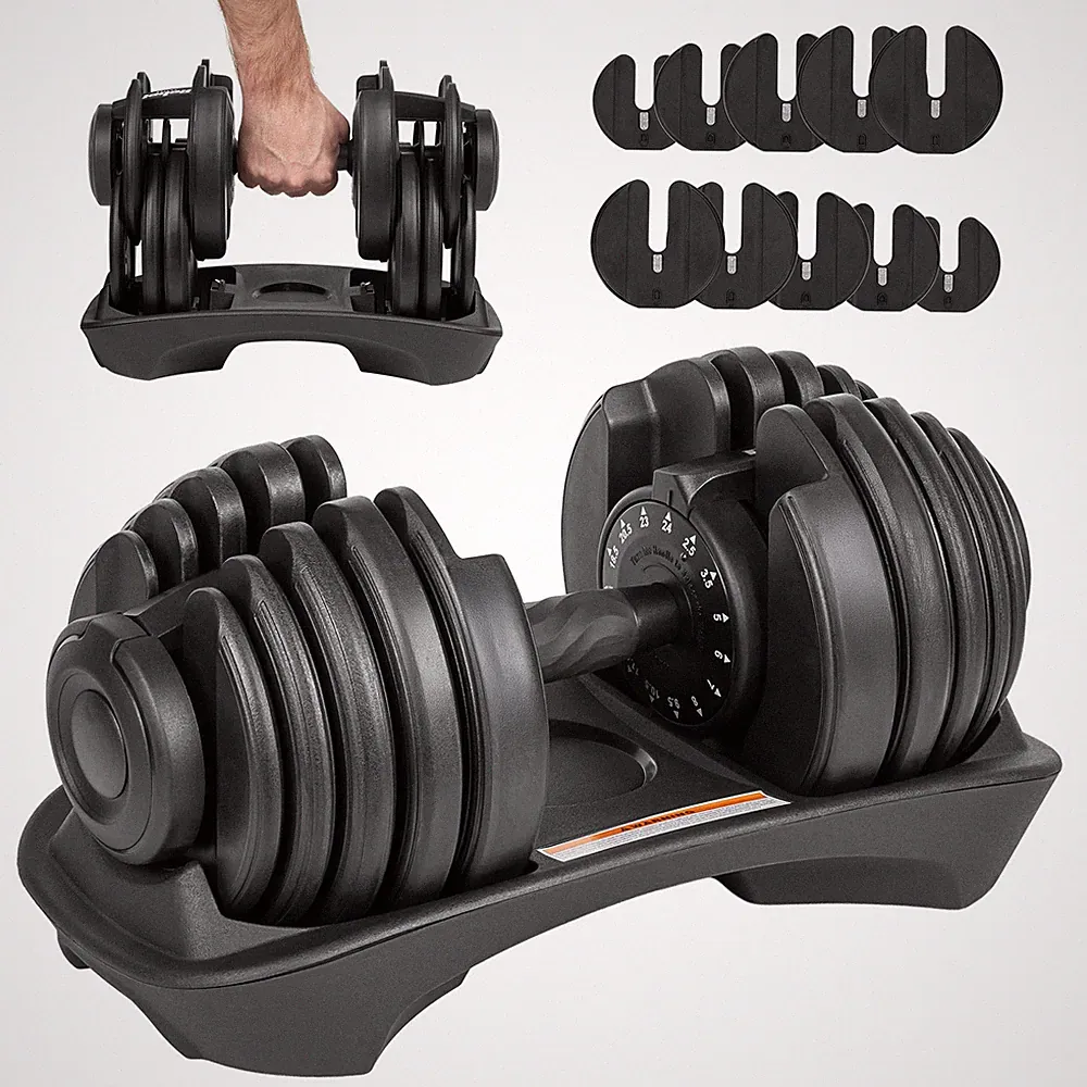 Verstellbare, gummierte Gusseisen-Hantel, 24 kg Belastbarkeit