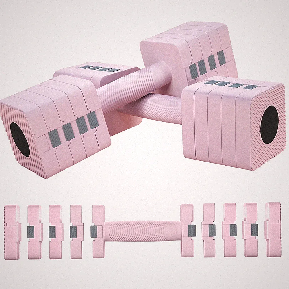 Verstellbare Hantel, 2 x 5kg Hanteln mit rutschfest Griff, Quadratisch Rosa