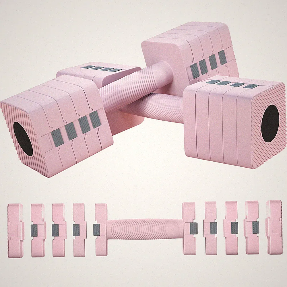 Verstellbare Hantel, 2 x 5kg Hanteln mit rutschfest Griff, Quadratisch Rosa