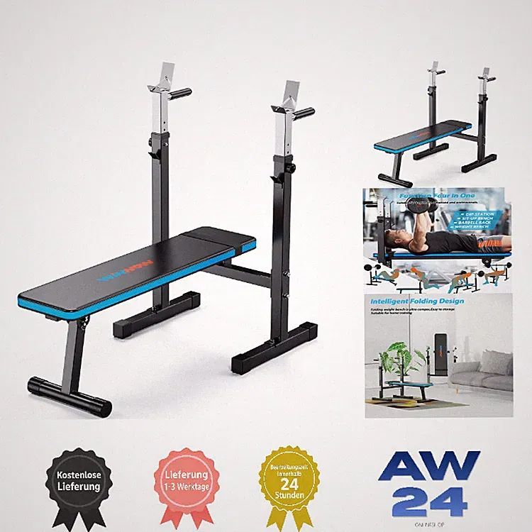 Verstellbare Hantelbank mit Dip-Station Klappbare Trainingsbank Heimtrainer