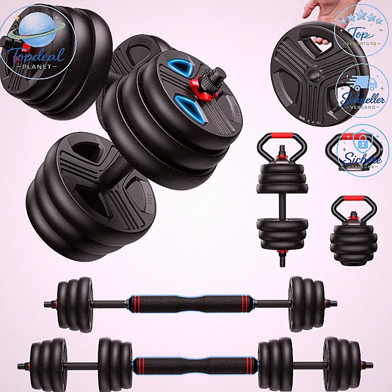 Verstellbare Hanteln 10kg-40kg 5-in-1 Set Langhantel Kettlebell Fitness Training